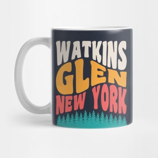 Watkins Glen State Park Hiking New York Retro Typography Mug